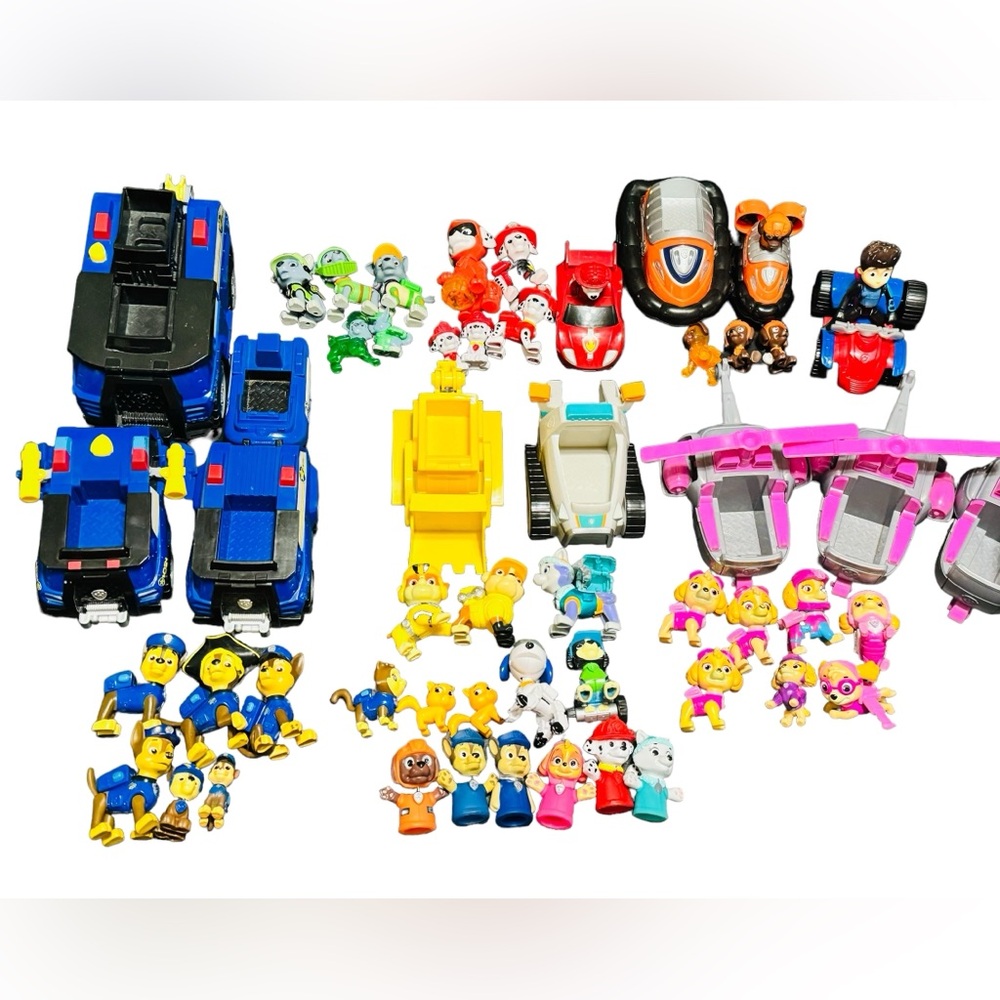 Huge Paw Patrol Toy Lot Figures And Vehicles 53 Pieces Total